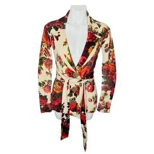 Anthropologie Miss Rosie Sweater Sleeping on Snow Rose Floral Cardigan Small